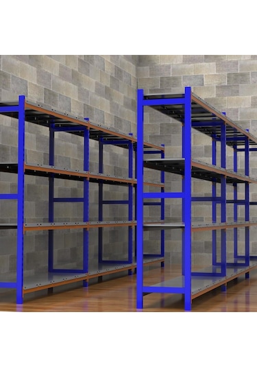 4 Katlı Duble Depo Rafı - 300-350 Kg Taşıma Kapasiteli Hafif Rack Raf Galvaniz