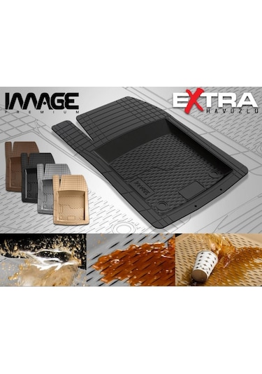 Image 3D Plus Ekstra Havuzlu Kauçuk Paspas Gri 5 Parça