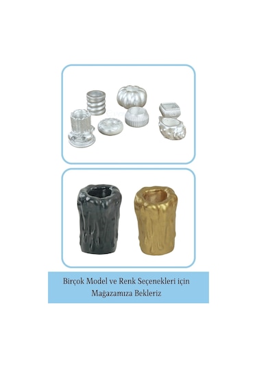 Mumluk Şamdan Tealight Mum Uyumlu Büyük Erimiş Mum Model - Gümüş