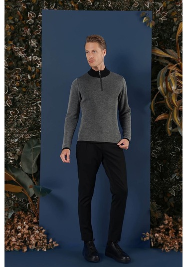 Tr 859 Slim Fit Siyah Klasik Triko Siyah