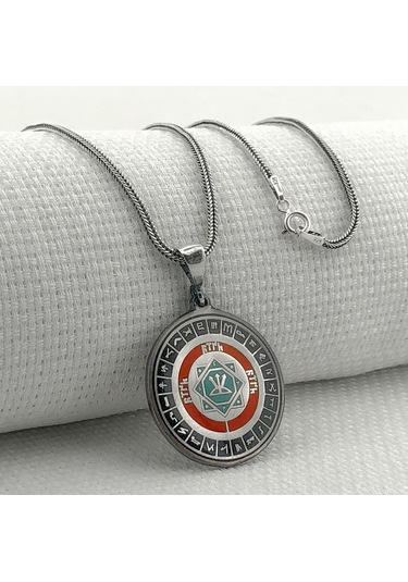 Takıhan Oğuz Kağan Mührü 925 Ayar Gümüş Türk Boyları Simgeli Kolye Gümüş