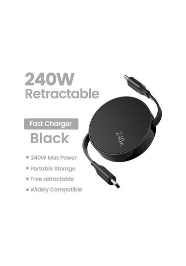 Crouch100/240w Pd Usb-c Geri Çekilebilir Hızlı Şarj Kablosu Iphone Uyumlu 15 Huawei Xiaomi Samsung Macbook Chınabej1.5m