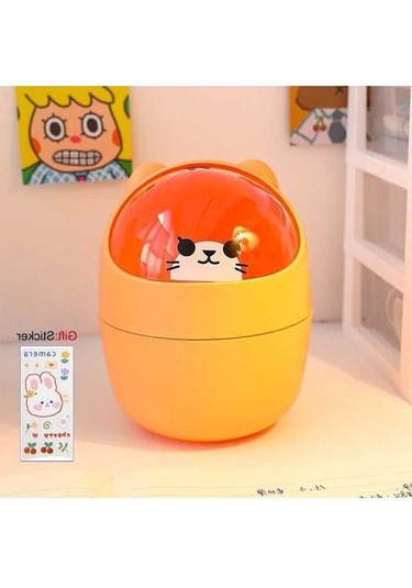 Maoyaya Sevimli Ev Masaüstü Kapaklı Çöp Tenekesi Ins Tarzı Çok Renkli Çok Renkli