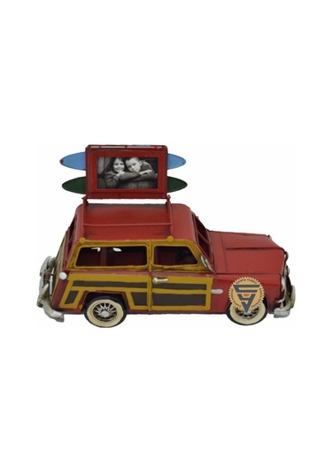 Dekoratif Nostaljik Metal Land Rover Rustik Otomobil Kırmızı
