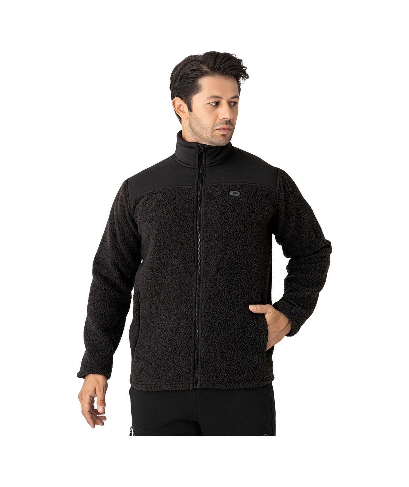 Crozwise Tam Fermuar 3 İplik Sweat Siyah 6055-10 SiYAH