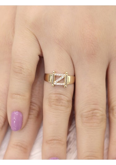 14 Ayar Altın Küçük Z Harfli Taşlı Yüzük