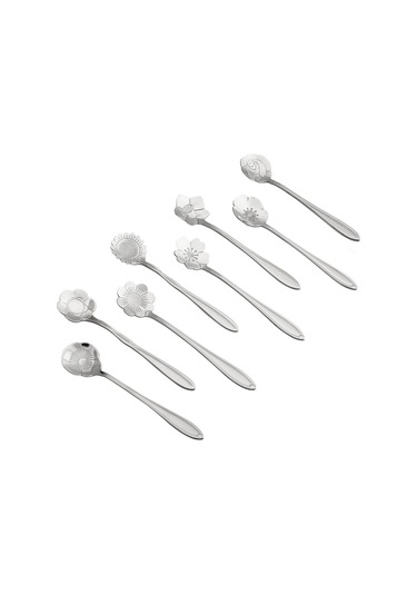 Kosona 410 Paslanmaz Çelik Güneş Çiçeği Kısa Saplı Kaşık - Kahve, Bal, Çay Karıştırıcı, Tatlı Servisi Diğer