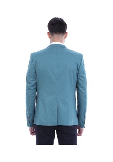 2 Düğmeli Mono Yaka Cepli Pamuk Yeşil Ceket -wessi Yeşil