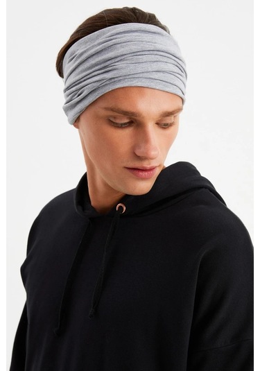 Erkek 4 Fonksiyonlu Koruyucu Pamuklu, Esnek, Terletmez, Bandana, Boyunluk, Maske - Tek Ebat / Açık Gri Açık Gri