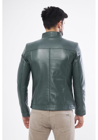 Derinss Der198 Hakiki Deri Erkek Yeşil Mont 001