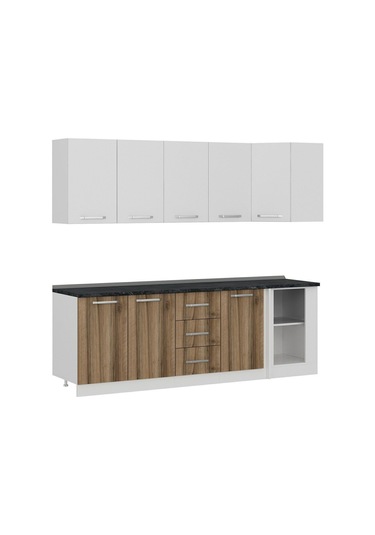 Minar 240cm Köşe Mutfak Dolabı - Beyaz/dore K240-d4