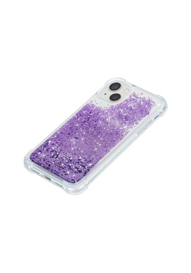 İphone Uyumlu 15 Quicksand Glitter Pullar Telefon Kılıfı Tpu Düşmeye Dayanıklı Arka Kapak - Mor