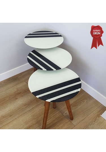 Zigon Sehpa | Ahşap Ayaklı | Kanallı Temperli (Kırılmaz) Cam Tabl