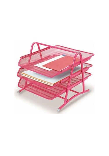 Gıpta Metal 3 Kat Hareketli Evrak Rafı Pembe