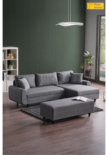 Kagu Corner Flavia Köşe Takımı Puflu Gri