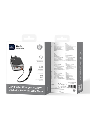 Wiwu Wi-g029 Helix Series Gan Technology Fast Charging Head Usb-a To Type-c Pd 35w Type-c Wired Charging Set 70 Cm Wiwu Wi-g029 Helix Series Gan Technology Fast Charging Head Usb-a To Type-c Pd 35w Type-c Wired Charging Set 70 Cm