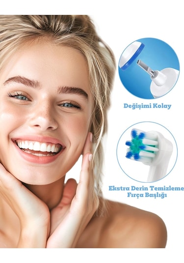 Oral-b Diş Fırçasına Uyumlu 8 Adet Yedek Başlık Eb17-x Tek Ebat