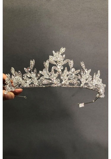 FdayAksesuar Zarz Gümüş Renk Yapraklı Gelin Tacı FRDY31507