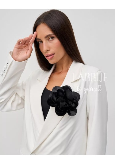 Labbıje Büyük Broş Kumaş Çiçek Fiyonk 242289160 Siyah