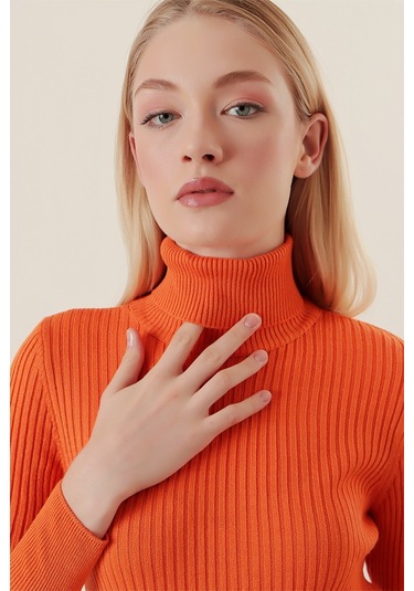 Bigdart 10311 Balıkçı Yaka Triko Kazak - Turuncu 001