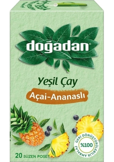 Doğadan Yeşil Çay Açai Ananaslı Bardak Poşet Çay