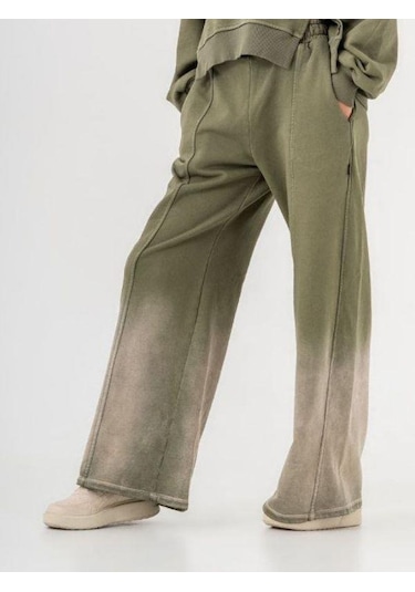 Kız Çocuk Batik Yıkama Tasarım 3 İplik Eşofman Takım-14223 Haki