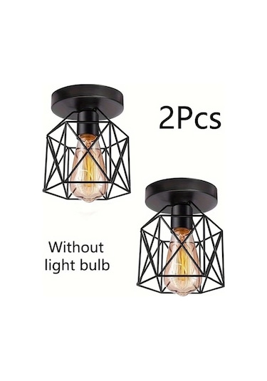 Dashanshop Modern Nordic Tavan Lambası 2 Adet Siyah E27 Avize Mutfak Koridor Fuar Siyah