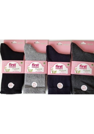 First Kadın Dikişiz Soft Yıkamalı Pamuklu Şeker Çorabı 12'Li Çok Renkli