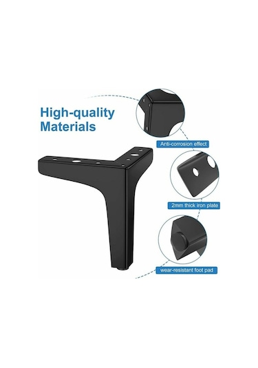 Novahub 4 Adet Metal Masa Ayak Seti, 600 Kg Yük, 17cm Üçgen Siyah, Dolap, Kanepe İçin -