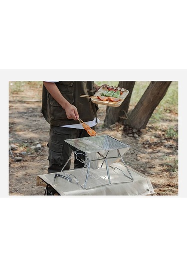 Shufa Taşınabilir Paslanmaz Çelik Ateş Yakma Standı, Kolay Sökülüp Takılabilir Mangal / Barbekü Izgarası 31 31 22cm Gri