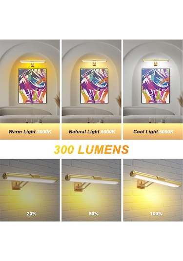 Monyee Magneetik Duvar Lambası, Dokunmatik Ve Uzaktan Kumanda, 3 Renk Tonu 2600k-6000k , Sürekli Parlaklık Ayarlama, Zamanlayıcı, 4500mah Pil, Altın Renk Siyah