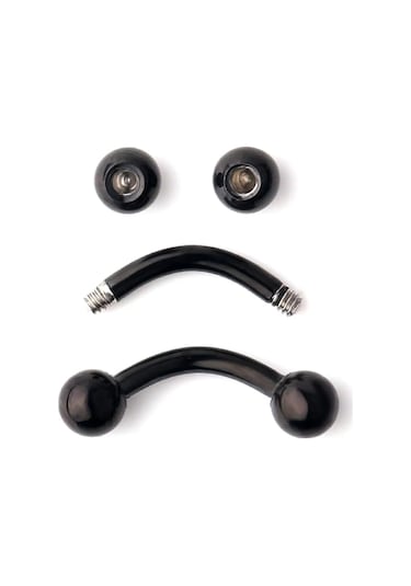 10 Mm Siyah Eğik Kavisli Kaş Piercing Çelik Dudak Helix Tragus Küpe