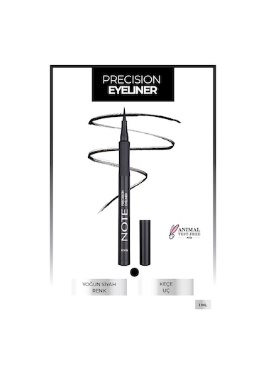 Note Cosmetique Precision Kalem Likit Eyeliner Keçe Uçlu - Siyah