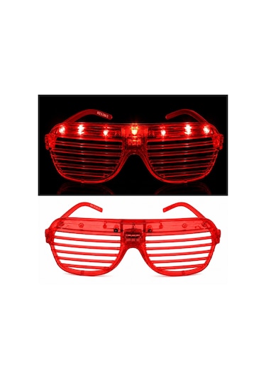 Led Işıklı Panjur Parti Gözlüğü Kırmızı Renk Shutter Gözlük Diğer