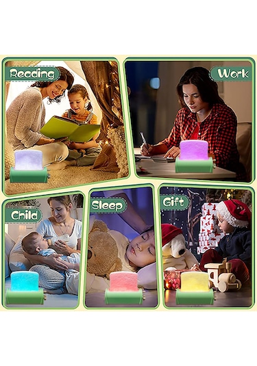 Geeroyoo Mavi 3d Tost Şekilli Led Gece Lambası - 8 Renkli Ev Dekorasyon Aydınlatması, Şarj Edilebilir Ve Enerji Tasarruflu Odalar İçin Mavi