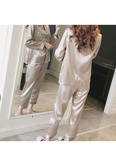 Şarap Kırmızısı 2 Adet/takım Büyük Kadın Gecelik Yatak Açma Yaka Pürüzsüz Nefes Tek Göğüslü Uzun Kollu Pijama Takım Elbise Yetişkin İçin 3xl Şarap Kırmızısı Bordo