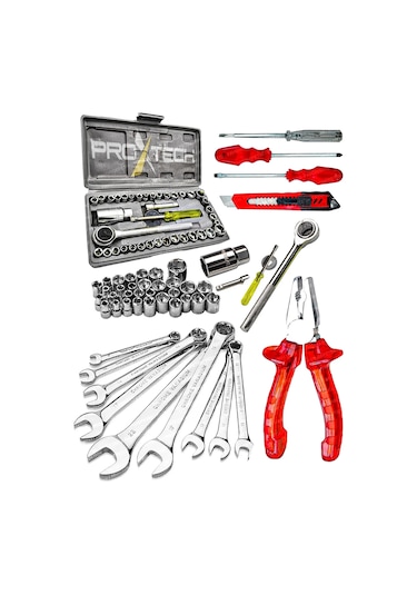 PROXTECH 57 Parça Krom Çelik 40 Parça Cırcırlı Lokma