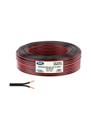 Elektrik Ve Hoparlör Kablosu Kordon 2x0.75 100mt - Siyah