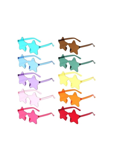 Yıldız Şekilli Çerçevesiz Parti Gözlüğü 6 Renk 6 Adet