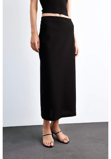 Defacto Fitted Twill Midi Etek G0190ax25smbk81 Siyah