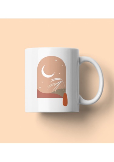 Bohem Tasarımlı Kupa Unisex Porselen Kupa Beyaz, Renkli 8x10cm Beyaz