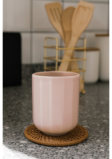 Bevel Pembe Seramik Kulpsuz Mug Pembe