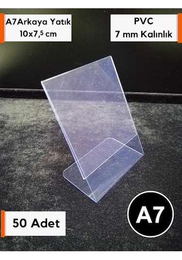 50 Adet Pvc Etiketlik A7 Ayaklı Föylük 10x7,5 Cm Stand İsimlik