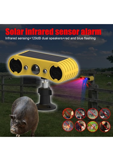 Hareket Sensörlü Güneş Enerjili Alarm Flaş Işığı Alarm Sarı