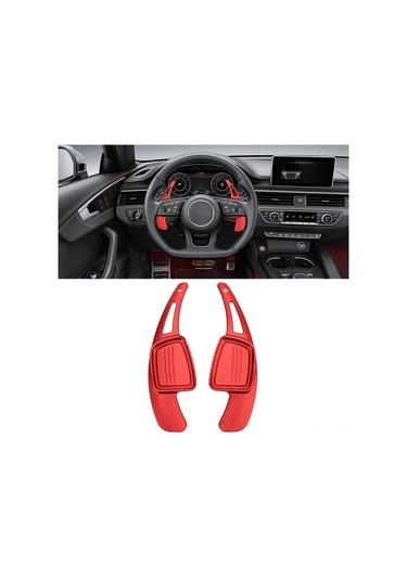 Lemestar Audi A3/a4/a5/q5/q3 2017+ Alüminyum Vites Kaydırıcı, Uzunluklu, Anti-skayma, Konforlu Sürüş, Pembe + Beyaz Simge, Çift Set Kırmızı