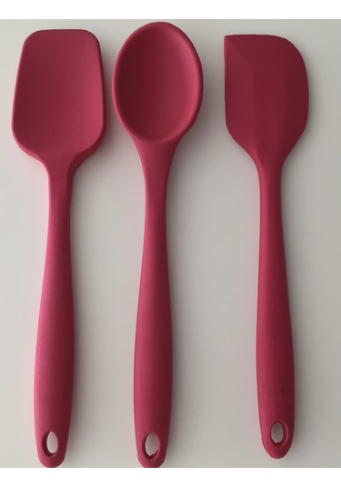Pink Rose Bybirgul Büyük Boy Silikon Spatula & Kaşık Set
