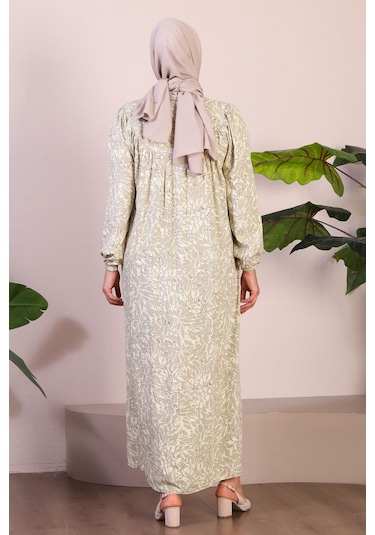 Uzun Anne Giyim Buyuk Beden Kadin Tesettur Elbise 001