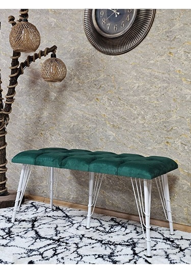 Metal Beyaz Tel Ayaklı 100 Cm Puf Bench - Puf - Bench - Oturak - Çok Renkli