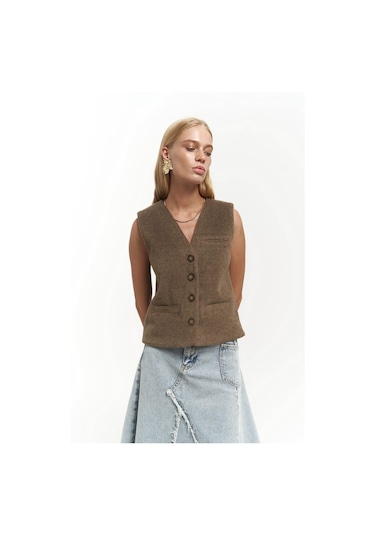 Mai Collection Mai Studios Co. Pace Soft Kahve Kısa Yelek Kahve