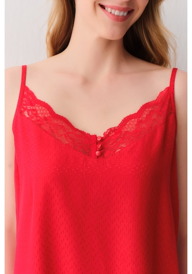 Suwen Amour Kısa Gecelik Sh26101613082 Kırmızı